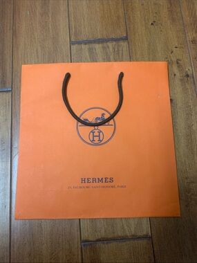Hermes Paper Shopping Bag with ribbon 11.5” x 11.5” x 3.75”